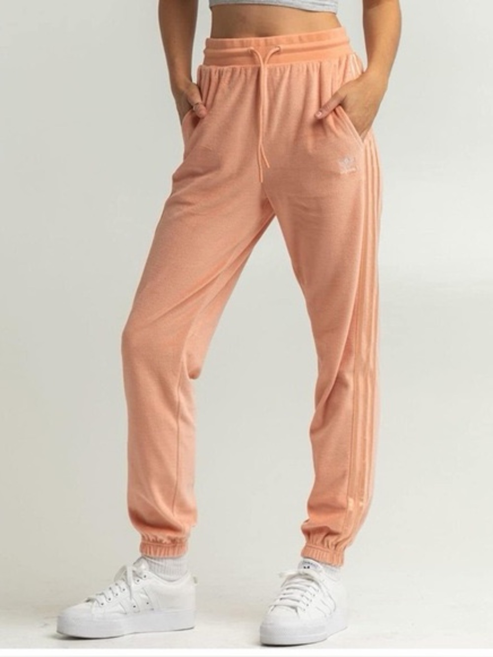 Adidas Originals Pink Velour Jogger Track Pants Small 3 Stripe Lounge Y2K